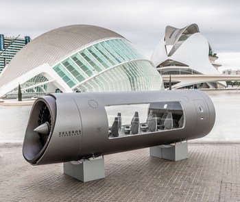 Hyperloop vehicle at City of Arts and Sciences, Valencia, Spain