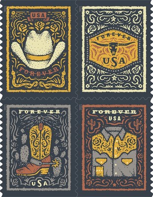 American West Motif Gives Stamps a Tooled Leather Look Markets