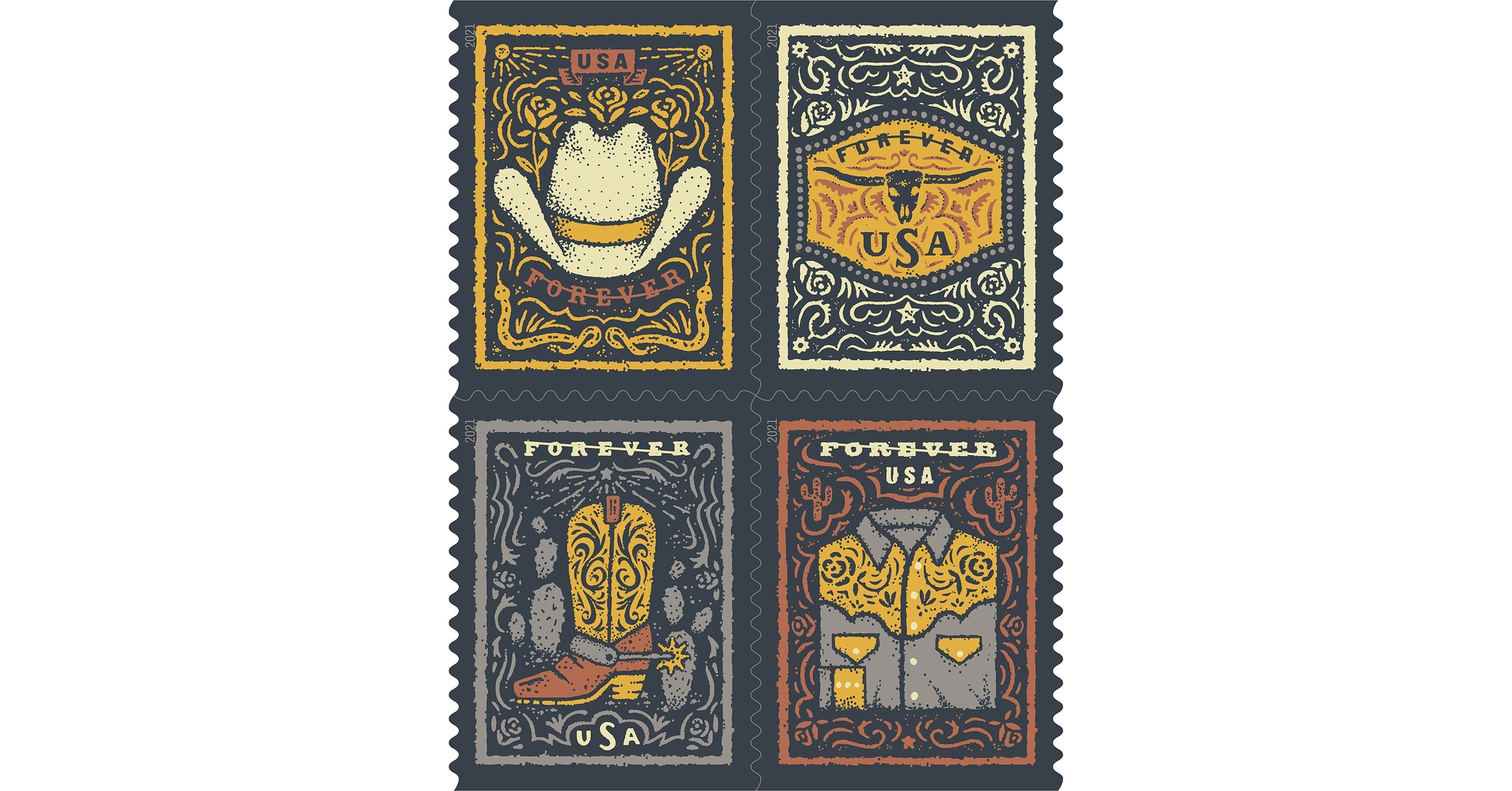 American West Motif Gives Stamps a Tooled Leather Look display picture 1