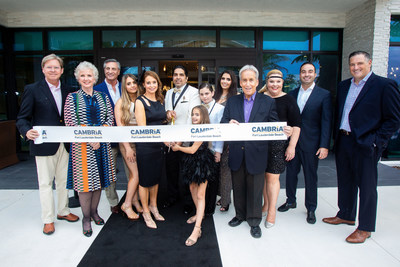From left to right: Dan Lindblade, President & CEO, Greater Fort Lauderdale Chamber of Commerce; Janis Cannon, senior vice president, upscale brands, Choice Hotels; William (Bill) Meyer, chairman, Meyer Jabara Hotels; Jai Motwani and Jessica Motwani, president and CEO, Hotel Motel, Inc. and the Motwani children; Steven Glassman, Fort Lauderdale City Commissioner, District 2; Kara Lundgren, general manager, Cambria Hotel Fort Lauderdale Beach; Justin Jabara, president, Meyer Jabara Hotels; Mark Shalala, senior vice president, franchise development, upscale brands, Choice Hotels.