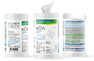 eOn Disinfecting Wipes(TM)<br />
visit eOnWipes.com or email sales@eonwipes.com