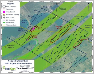 Figure 1: Rook I Property 2021 Exploration Target Areas (CNW Group/NexGen Energy Ltd.)