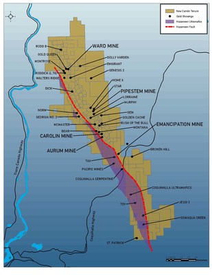 Ladner Gold Project Showing Former Producing Mines and Mineral Occurrences (CNW Group/Talisker Resources Ltd)