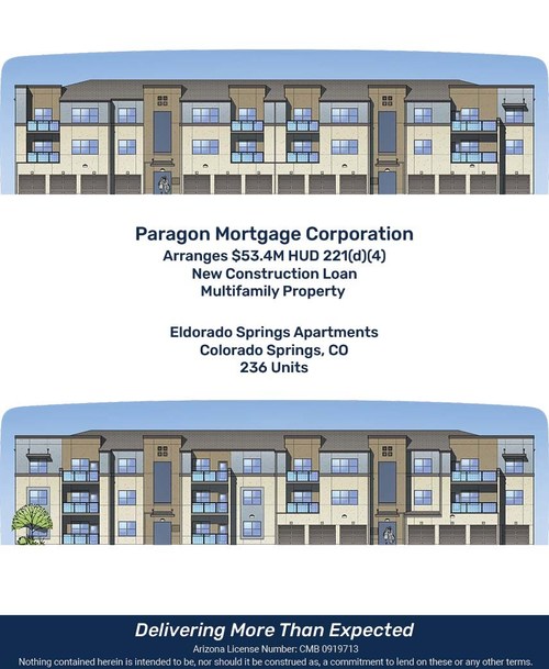Paragon Mortgage Arranges $53.4M HUD 221(d)(4) New Construction Loan - Multifamily Property - in Colorado Springs, CO