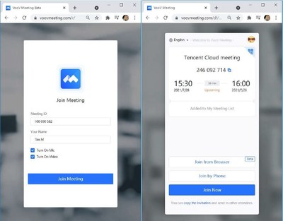 Without the need to install an app, users can now join a VooV Meeting via their web browsers either by keying in the meeting ID (left) or through an invitation link (right) and choosing ‘Join from Browser’