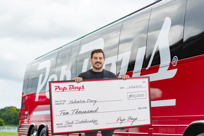 Pep Boys recently announced the 15 recipients of its annual Find Your Drive $100,000 scholarship program, including this $10,000 scholarship recently awarded to Valentin Davy during the #PepBoysRoadTrip Orlando centennial road trip kick-off event. Davy is a student at the Universal Technical Institute in Orlando, Fla.