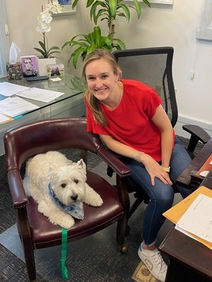 Riddle & Brantley attorney Alex Riddle is joined in the office by her dog, Franklin.