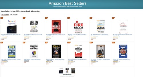 Top 10 list of best-selling books in Amazon Law Firm Marketing and Advertising category