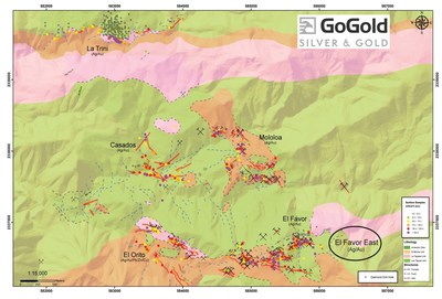 Figure 4: Plan View – La Trini to El Favor Area of Los Ricos North (CNW Group/GoGold Resources Inc.)
