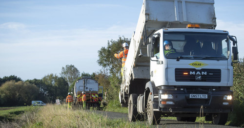 Colas vehicles on site.
