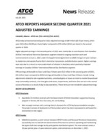 ATCO Reports Higher Second Quarter 2021 Adjusted  Earnings (CNW Group/ATCO Ltd.)