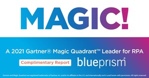 Blue Prism Recognized as Leader in the 2021 Gartner® Magic Quadrant™ for Robotic Process Automation