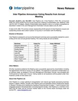 Inter Pipeline Announces Voting Results from Annual Meeting (CNW Group/Inter Pipeline Ltd.)