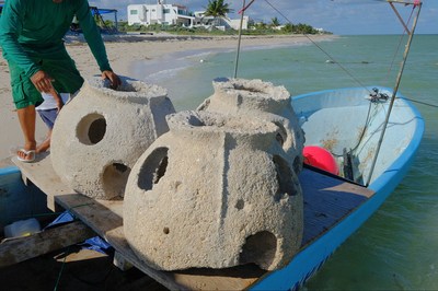 Memorial Reefs on the day of Dedication, about to be taken to the Undersea Memorial Garden location