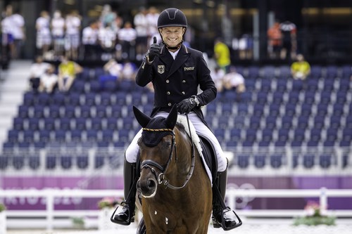 The defending double Olympic champion, Germany’s Michael Jung has taken the lead in the individual rankings as the dressage phase of Eventing came to a close at the Tokyo 2020 Olympic Games in Baji Koen (JPN). (FEI/Libby Law)