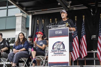 Siller speaks at the Never Forget Walk kickoff press conference on Sunday, August 1.