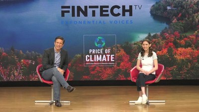 Hosts of Price of Climate,  Ibrahim AlHusseini, and Alexandria Villaseñor, on fintech.tv