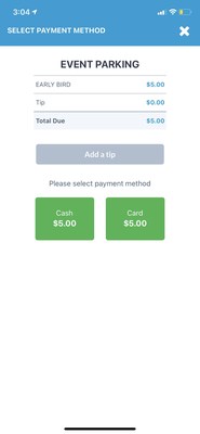 The payment flow screen, where payment is calculated and collected.