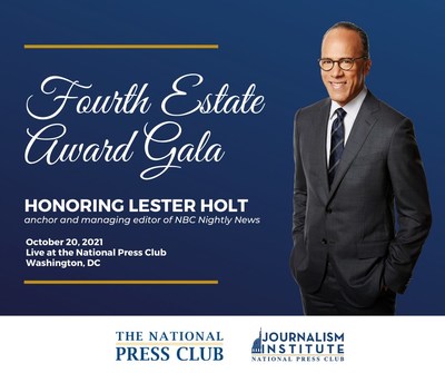 NBC News Anchor Lester Holt to accept 2021 National Press Club Fourth Estate Award at October 20 Gala