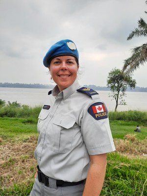 Sergeant Emmanuelle Delisle by the Congo River, Kinshasa. (credit: RCMP-GRC) (CNW Group/Royal Canadian Mounted Police)