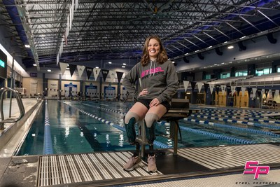 Morgan Stickney will work with Steel Partners to inspire youth to reach their full potential through sports. She has been training for the 2021 Paralympics at Triangle Aquatic Center in Cary, NC. Photograph by Michael Starghill.