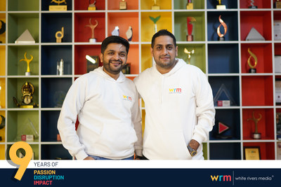 Shrenik Gandhi Co founder and CEO with Mitesh Kothari Co founder and CCO Celebrating the 9th anniversary of White Rivers Media