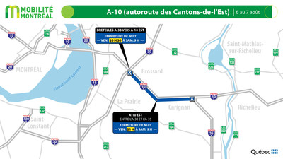 A10 est des Cantons-de-l'Est  la sortie 11  Brossard - REM - vendredi 6 aot (Groupe CNW/Ministre des Transports)
