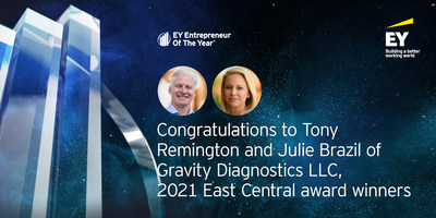 Tony Remington, CEO, and Julie Brazil, COO, of Gravity Diagnostics named as an EY Entrepreneur of The Year Winner