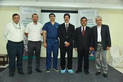 CathLab Unit Launch at Columbia Asia Referral Hospitals, Yeshwanthupur (A Unit of Manipal Hospitals) : Patient Mr.Anantha Murthy, Dr.Rajesh V Helavar ( Consultant- Interventional Radiologist), Dr.Mohammed Rehan Sayeed ( Consultant- Cardiovascular and Thoracic Surgeon), Dr.Prabhakar Shetty ( Sr. Consultant Interventional Cardiology), Dr. Karthik Vasudevan ( Sr. Consultant Interventional Cardiology), Patient Ms Rama Subramanian