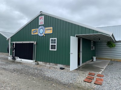 Outside the viewing room of Perdue's third Poultry Education Center, built by Perdue farmer Steven Brake.