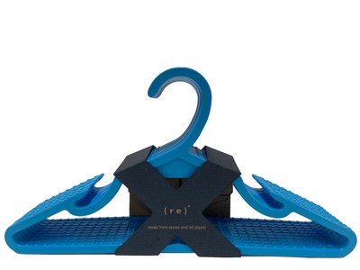 Sustainable innovation: Award winning (re) x hanger made from 100% recycled plastic gathered from oceans.