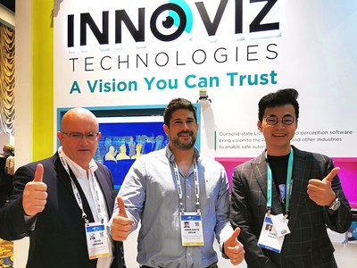 Left to right: David Oberman, VP Asia at Innoviz Technologies, Omer Keilaf, CEO & Co-Founder of Innoviz, David Chang, CEO & Founder of Whale Dynamic, at CES 2020