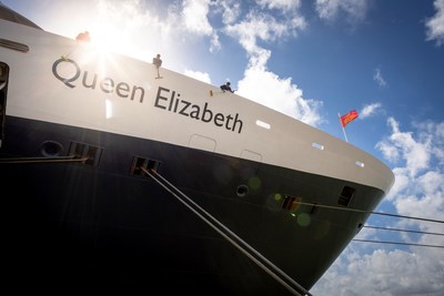 Crew members make final touches aboard Cunard's Queen Elizabeth in preparation for her return to sailing on Friday August 13, 2021. The ship will first sail a series of UK voyages before returning to international sailings in October.