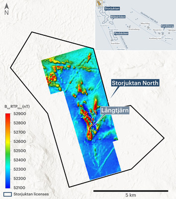 Figure 2: UAV Magnetics Map at Storjuktan (CNW Group/Gold Line Resources Ltd.)