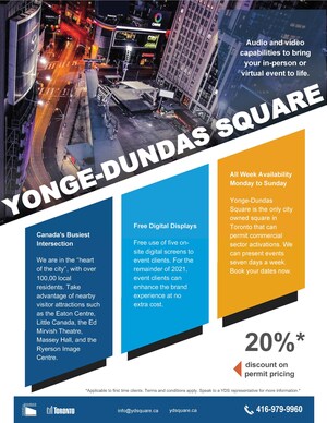 Yonge-Dundas Square is Offering Use of Five Advertorial Screens for Free