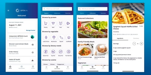 The OPTAVIA app, a new digital tool for Clients that includes Lean & Green recipes and access to order history, auto-ship details, account information and more.