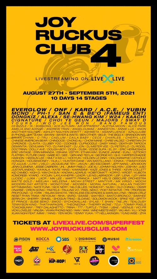 LIVEXLIVE TO EXCLUSIVELY LIVESTREAM JOY RUCKUS CLUB 4 K-POP FESTIVAL PAY-PER-VIEW CONCERT ON AUGUST 27 - SEPTEMBER 5
