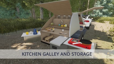 Kitchen galley and storage that you'll find in all of our Colorado Teardrops