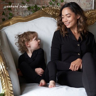 Weekend Made makes buttery-soft, expertly-tailored, sensory-friendly sleepwear in classic designs for women and children. Pictured: Weekend Made mommy & me matching pajamas in black.