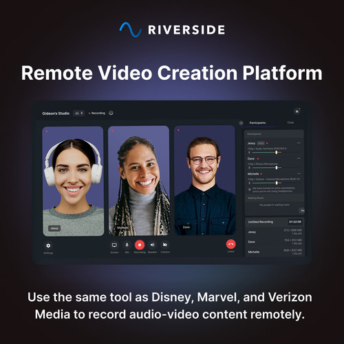 Riverside.fm is a remote content creation platform that enables media companies, broadcasters, and independent podcastors to record studio-quality videos, podcasts, and audio from anywhere in the world. Everything is recorded locally and seperate tracks are created for each participant (PRNewsfoto/Riverside.fm)