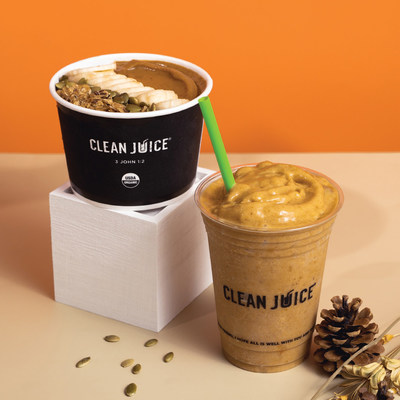 "Clean Juice loves to serve pumpkin, particularly organic pumpkin without harmful additives or pesticides, to our guests in a full line-up of nutritional smoothies, lattes, and acai bowls," said Landon Eckles, CEO, Clean Juice. "Specialized fruits and vegetables from each major season are gifts to be celebrated and we look forward to putting a smile on our guests' faces."