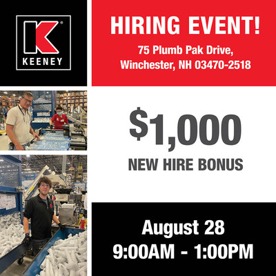 Oatey Co., a leading manufacturer in the plumbing industry since 1916, is hosting a hiring event on August 28 at its Keeney, Winchester, NH, manufacturing facility.