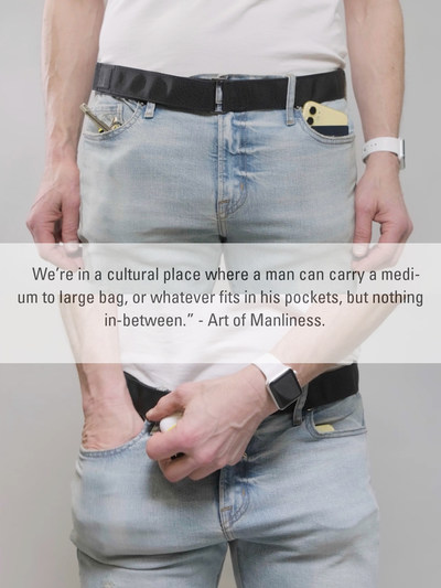 Most men are creatures of simplicity and habit, especially when it comes to everyday carry. They want their smartphone, wallet, keys, Airpods, and sunglasses (everyday essentials) on them at all times without the need for a larger bag or backpack to carry them. While clothing pockets seem like a friendly companion for everyday carry, most end up getting overstuffed, which wears on clothing, inhibits access, results in things getting misplaced, and does not look good. Men need a new way to carry.