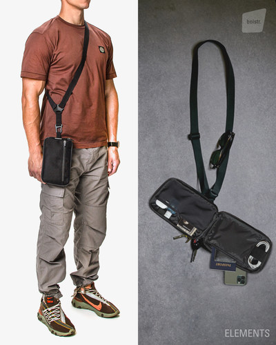 bolstr® is obsessed with alternative carry options for men that are perfectly sized and minimal for smartphones, Airpods, sunglasses, keys, wallet, keys, but not much more. Designs that make style and utility sense for travel, outdoors, and everyday.