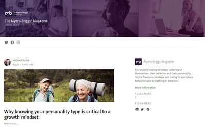 Interested in personality type? Check out the new Myers-Briggs Magazine on Medium.com. With articles from MBTI type experts, psychologists and researchers, the new online publication is for anyone to better themselves through personal and professional development. https://medium.com/myers-briggs-magazine
