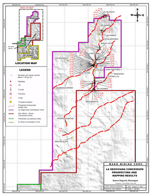 La Segoviana Concession - Prospecting and Mapping Results (CNW Group/Mako Mining Corp.)