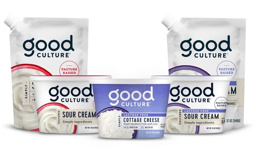 Good Culture's new products include Lactose Free Sour Cream, Lactose Free Cottage Cheese with Probiotics and the FIRST squeezable lactose free sour cream pouch - all made with simple ingredients including gut-friendly live and active cultures and pasture-raised milk.
