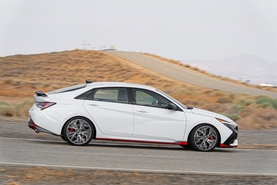 The 2022 ELANTRA N is driven on the Hyundai Proving Grounds in California City, CA on July 13, 2021.