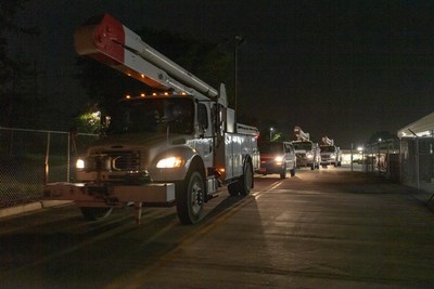 A convoy of Georgia Power trucks and personnel left to assist with Hurricane Henri in Connecticut at 6 a.m. Sunday.