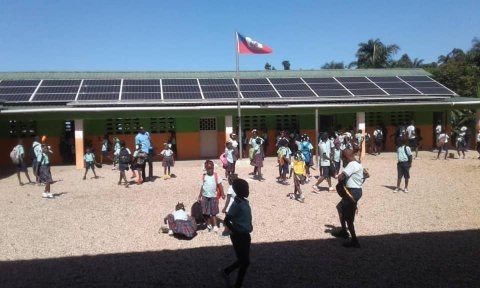 Durrisy School in Haiti with PV system installed in 2019 by Twende Solar and PV modules donated by Heliene.